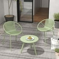 thumbnail image 4 of Costway 3 Pieces Bistro Set All Weather PP Patio Conversation Set with Round Coffee table Green, 4 of 10