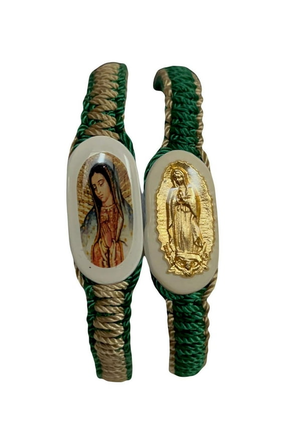 Our Lady of Guadalupe Green Bracelet | Virgen de Guadalupe Religious Charm Jewelry | Handmade Spiritual Faith Jewelry | Catholic Gift for Him/Her - 1 Pack