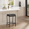 thumbnail image 5 of Ataucjin Bar Stools Set of 2, Saddle Stools 26 Inch Counter Height Modern Barstools with Thick Seat, Kitchen Counter Seat with Footrests, Faux Leather Saddle Stools, 5 of 7