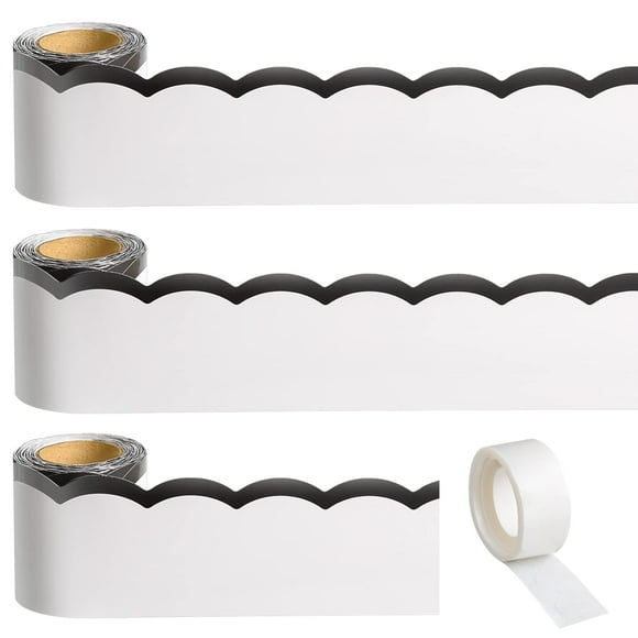 Bulletin Board Borders AWIZOM Wave de 99 pies en blanco y negro