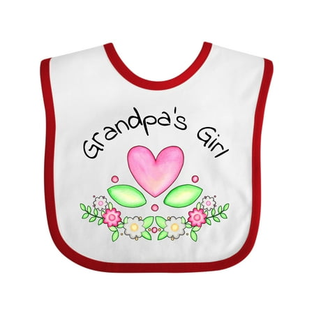 

Inktastic Grandpa s Girl- Heart Flowers Gift Baby Girl Bib