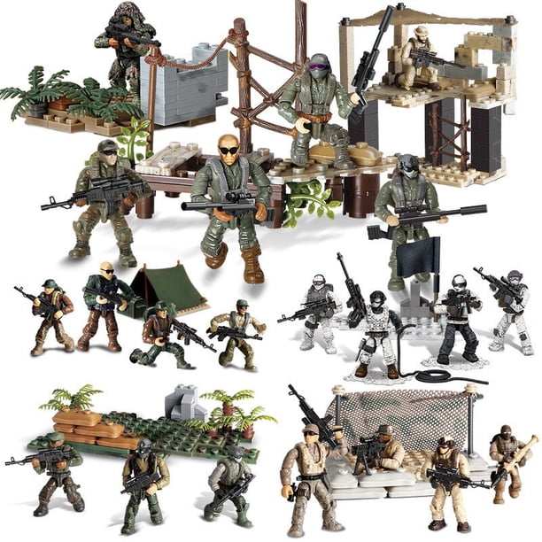 Military Series PUBG Battlegrounds SWAT Soliders Action Figures Army WW2 Weapons Guns Sets Model Building Blocks Kit Bricks ToysXJ-991 without box He Qiyong unisex