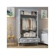 thumbnail image 1 of Portable Clothes Closet Rolling Door Wardrobe with Hanging Rack Non Woven Fabric Storage Organizer with Three Drawer Boxes, 1 of 5