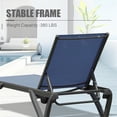 thumbnail image 4 of Miekor Furniture Outdoor Lounge Chair, 2 Pieces Aluminum Plastic Patio Chaise Lounge with 5 Position Adjustable Backrest and Wheels, All Weather Reclining Chair for Patio, Navy Blue MK2181, 4 of 6