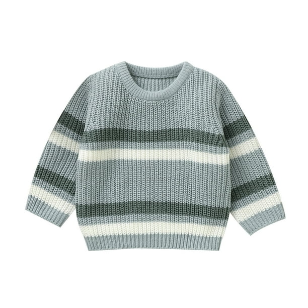 Pull de Noël, Pull en Tricot à Col Rond Rayé pour Bébé Garçons