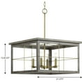 thumbnail image 2 of Hedgerow Collection Four-Light Distressed Brass and Aged Oak Farmhouse Style Chandelier Light, 2 of 2