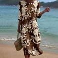 thumbnail image 5 of VBVC Women's and Women's Plus 3/4 Sleeve Midi Dress, Summer Casual Crew Neck Dress For Women, Ladies' Loose Fit Floral Dress with Pockets,Coffee,S-5XL, 5 of 8