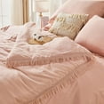 thumbnail image 3 of Pink Queen Size Comforter Set with Sheets - 7 Pieces Boho Tassel Bed in a Bag Soft Lightweight Bedding Sets, Pink Fringe Bed Set with Comforter, Sheets, Pillowcases & Shams, 3 of 16