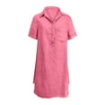 thumbnail image 3 of Kyusrd Robe d'Été pour Femmes Robe Mini Robe T-Shirt Robe pour Femmes de Couleur Unie Décontractée à Manches Courtes Coupe Ample avec Poches, 3 of 5