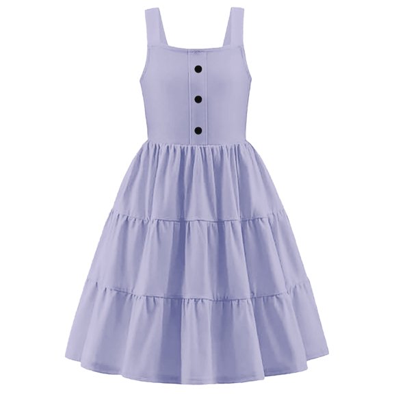 XMMSWDLA Toddler Girl Outfits Girl Short Sleeve Dress Summer Cotton Casual Tunic Shirt Twirly Basic Skater Dress Purple Toddler Clothes for Girls