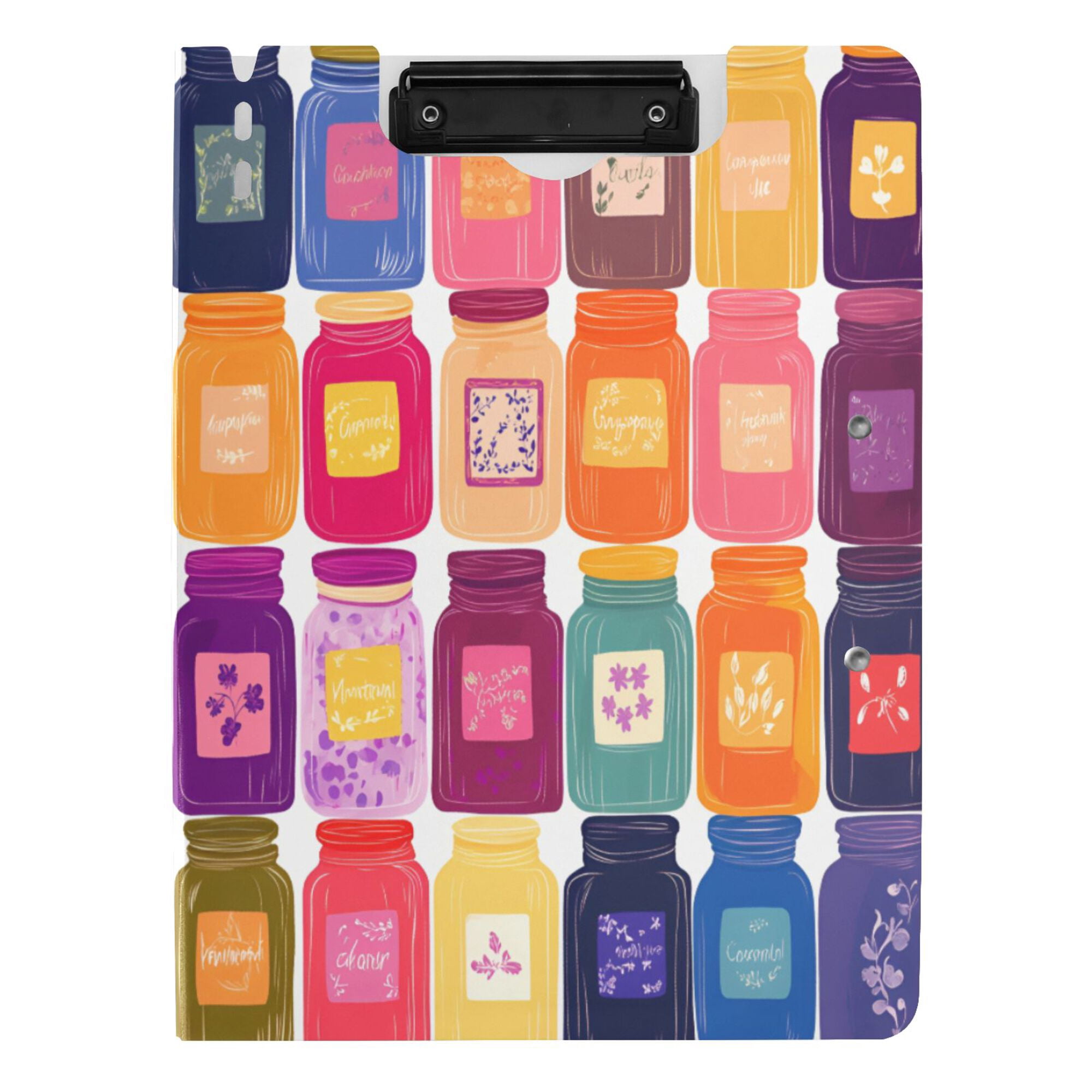 FORMRS A4 Clipboard Folder with Pen Holder Horizontal Foldable School Office Binder, Colorful Jars