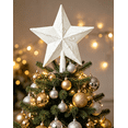 thumbnail image 4 of Oioii White Five-pointed Star Tree Topper - Christmas Decorative Xmas Holiday Star Trees Toppers Ornament Decor(14cm/20cm), 4 of 5
