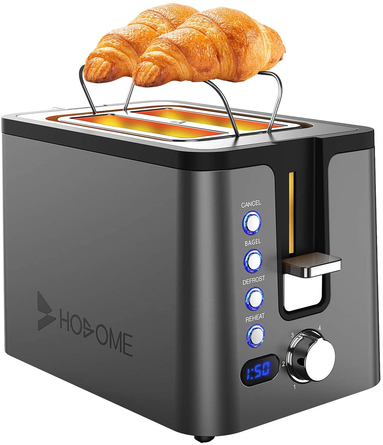 2 Slice Toaster, Hosome Stainless Steel Bread Toaster with 6 Browning