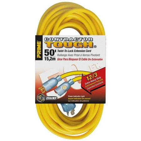 

Prime Twist-To-Lock Outdoor Extension Cord Yellow - 50 ft.