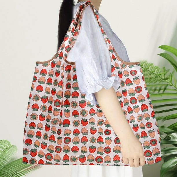 Bolsa de compras plegable de gran capacidad | Bolsa reutilizable para comestibles con asas | Bolsa de tela de poliéster portátil para comestibles, camping y viajes