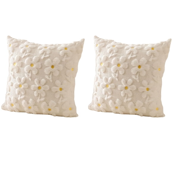 Injueey Funda de almohada de poliéster con resortes de 45 x 45 cm, funda de cojín con flores, juego de 2 fundas de almohada de 45 x 45 cm, Decoración del hogar B 45 x 45 cm