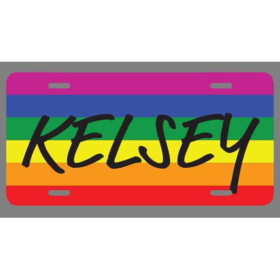 Kelsey Name Pride Flag Style License Plate Tag Vanity Novelty Metal | UV Printed Metal | 6-Inches By 12-Inches | Car Truck RV Trailer Wall Shop Man Cave | NP2067