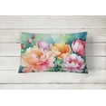 thumbnail image 2 of Indiana Peonies in Watercolor Fabric Decorative Pillow, 2 of 4