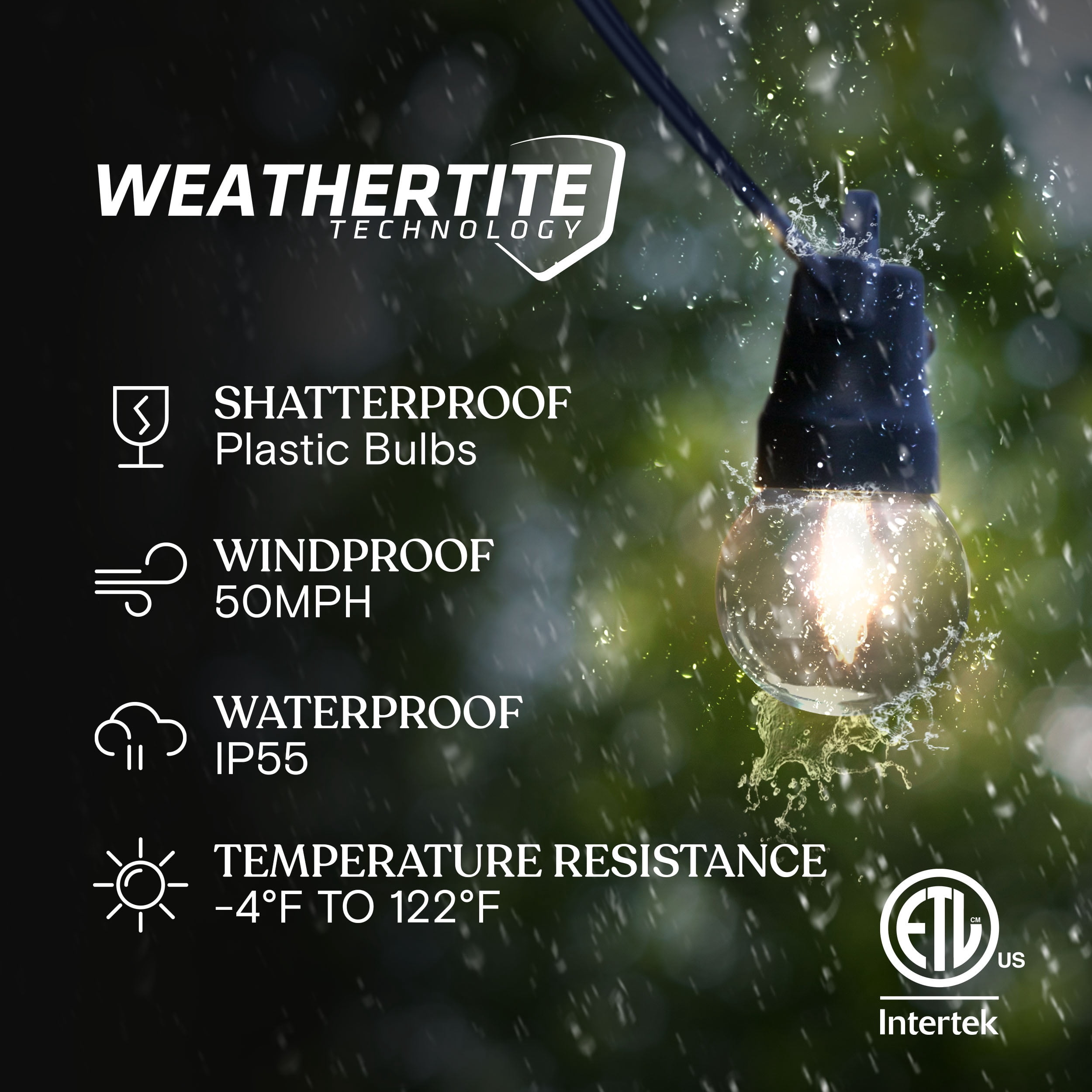 Brightech Ambience Pro Solar Powered LED Outdoor String Lights 27 ft, Waterproof Shaterproof 1W Globe Bulbs for Patio, Porch, Backyard, 3000K Neutral White