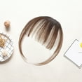 thumbnail image 5 of FSTDelivery Hair Clip in Bangs Wispy Human Hair Bangs Hairpieces for Women, Fringe Neat Faker Bangs with Temples Hairpieces for Party and Daily Wear, Brown Hair Extension, 5 of 7
