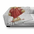 thumbnail image 3 of Bear Soft Flannel Fleece Throw Blanket, Valentine's Day Inspired Teddy Bear Holding a Big Red Heart Love Romance, Cozy Plush for Indoor and Outdoor Use, 50" x 60", Sand Brown Red, by Ambesonne, 3 of 6