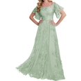 thumbnail image 3 of Encaje Vestidos De Madrina Mangas Largas - Vestidos De Noche Formales Boda, 3 of 5
