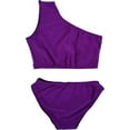 thumbnail image 2 of Cheryl Creations Kids Girl's Black Cute & Comfortable Two Piece One Shoulder Bathing Suit Bikini Swimsuit (Medium 10-12, Purple), 2 of 3