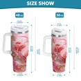 thumbnail image 3 of 30 oz Tumbler With Handle Stainless Steel Insulated Tumbler With Lid for Car Cup Holder Pink Roses and Ribbons, 3 of 9