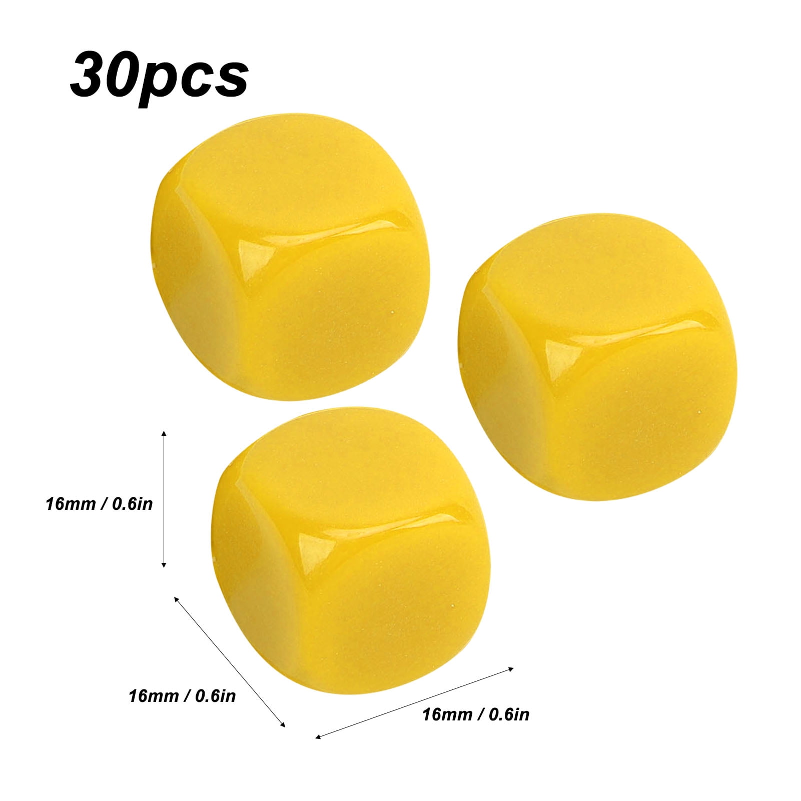 Lot De 30 Dés Vierges à 6 Faces – 16 Mm, Arrondis – Personnalisables Pour Jeux, école, Bricolage