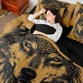 thumbnail image 3 of Manfei Wild Wolves 7-Piece Twin Bedding Sets,Jungle Wildlife Wolf Bedding Comforter Set,Black Orange Sheet Sets For Boys,Super Cozy Room Decor Reversible, 3 of 7