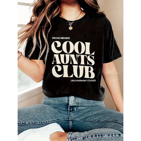 Retro Cool Aunts Club T-Shirt Funny Auntie Gift Proud Member Graphic Tee for Women Like a Mom But Cooler Vintage Style Apparel