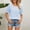 Blue, variant on Oalirro Blouses & Button-Down Shirts Women Blouses and Tops Fashion Women's Round- Neck Broken Flower Short Sleeve Top Army Green