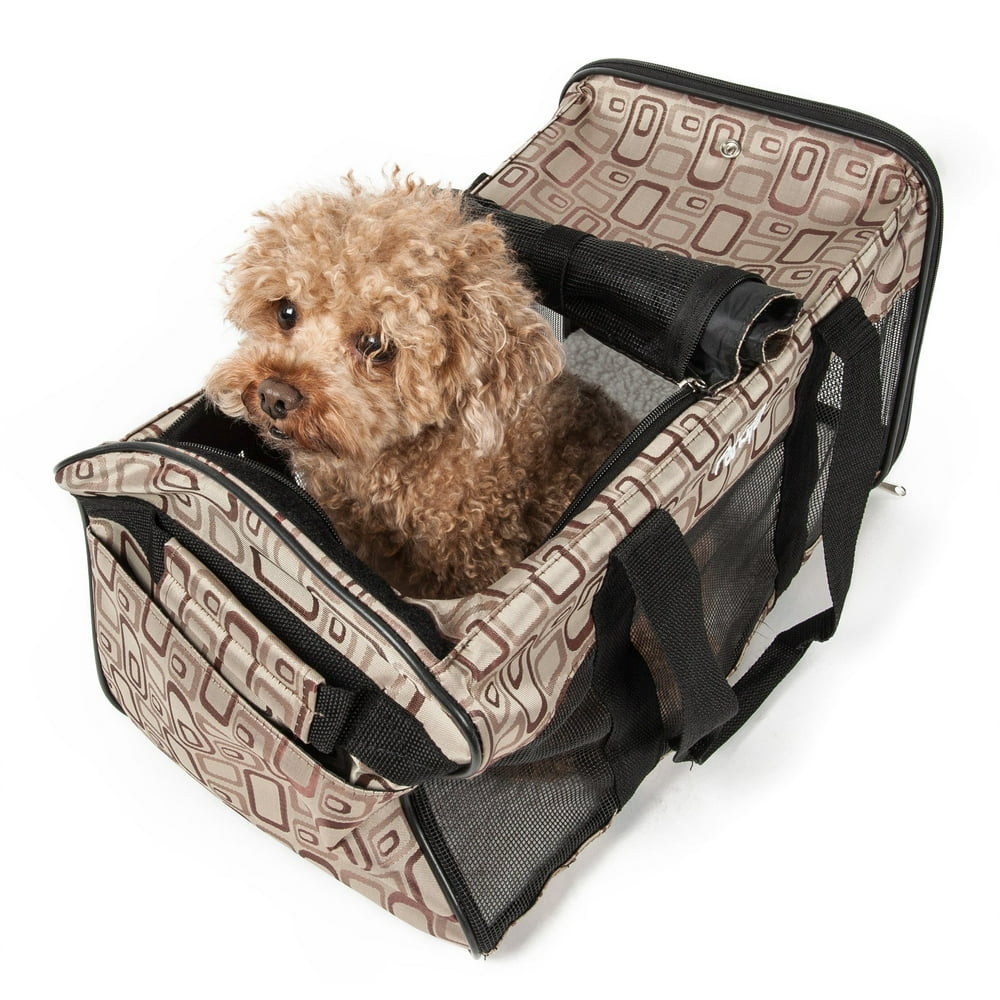 Pet Life Airline Approved Dog Carrier, Brown, Small, 18"L