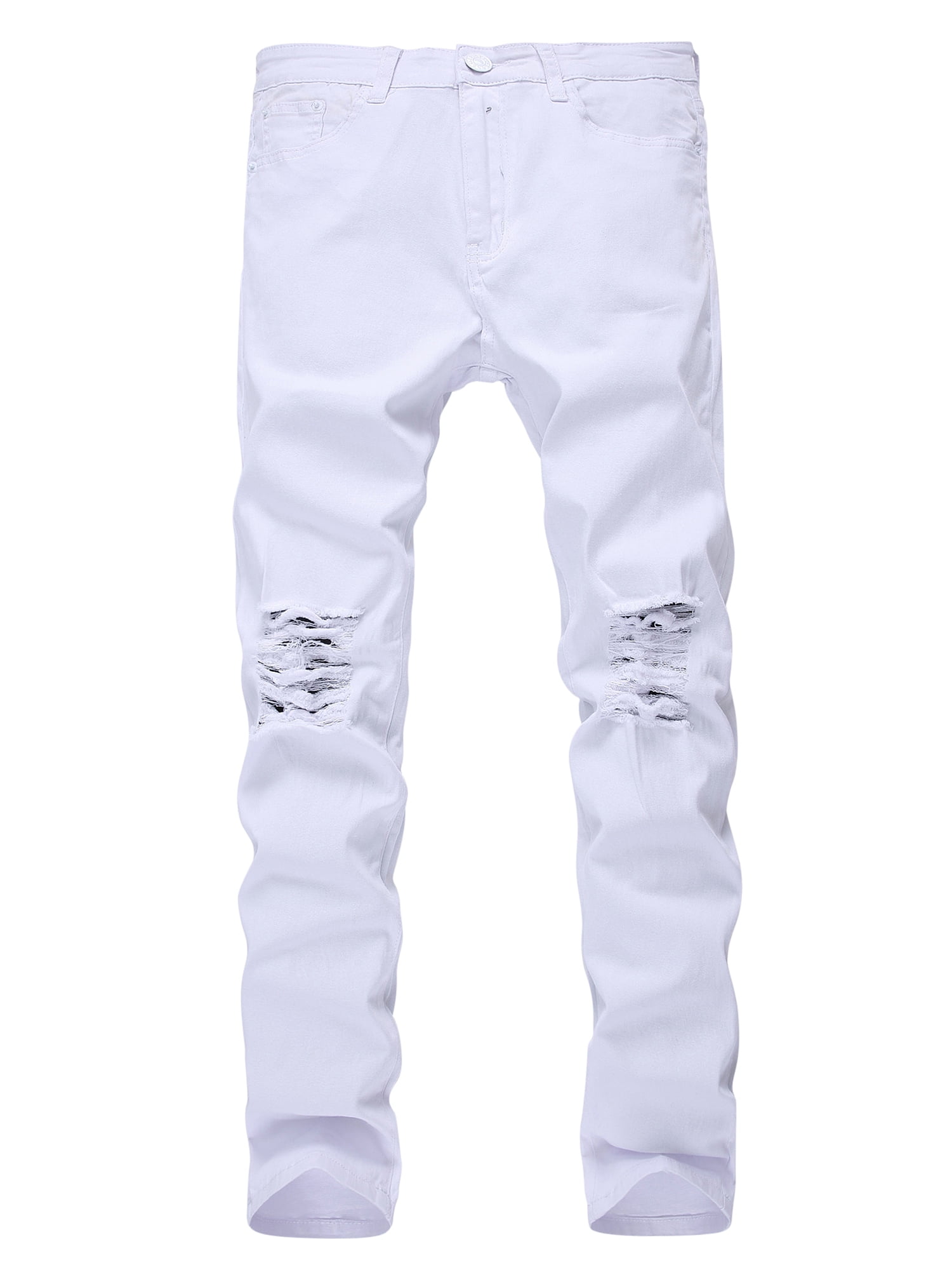 white ripped stretch jeans