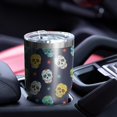 thumbnail image 4 of 30oz Navy Colorful Skull Pattern Tumblers Stainless Steel Tumbler with Lid and Straw,Vacuum Insulated Double Wall Travel Tumbler Cups Mug with Cleaning Brush for Coffee,Tea, 4 of 7