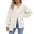 thumbnail image 1 of Suéter de Punto Suave y Grueso de Larga con Botones para Mujer, Cárdigan Informal Holgado con Abertura Frontal para Otoño L, 1 of 9