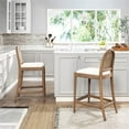 thumbnail image 2 of Panama 26.5" Curved Back Cane Rattan Counter Stool Set of 2 Ivory White Boucle, 2 of 10