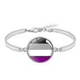 thumbnail image 1 of 2Pcs Rainbow Gay Lesbian Bracelet Glass Gem Jewelry Hand Strap Silver, 1 of 5