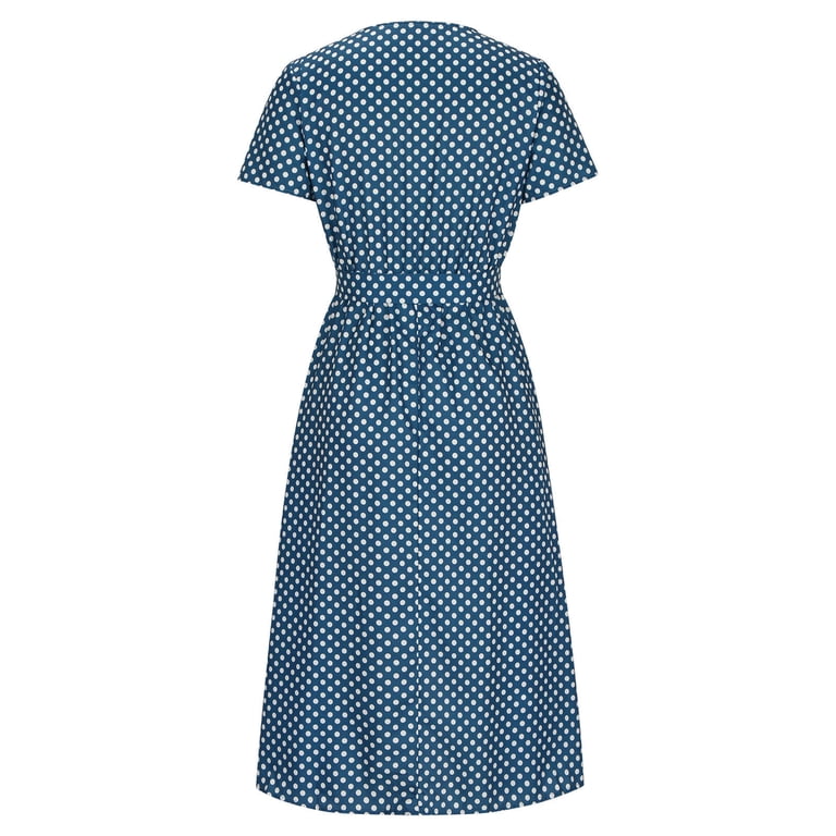 Mingw Wedding Guest Dress Summer New Women's European And-neck Printed Lace  Up Dress Short Sleeved-neck And Ankle Dress - Walmart.com