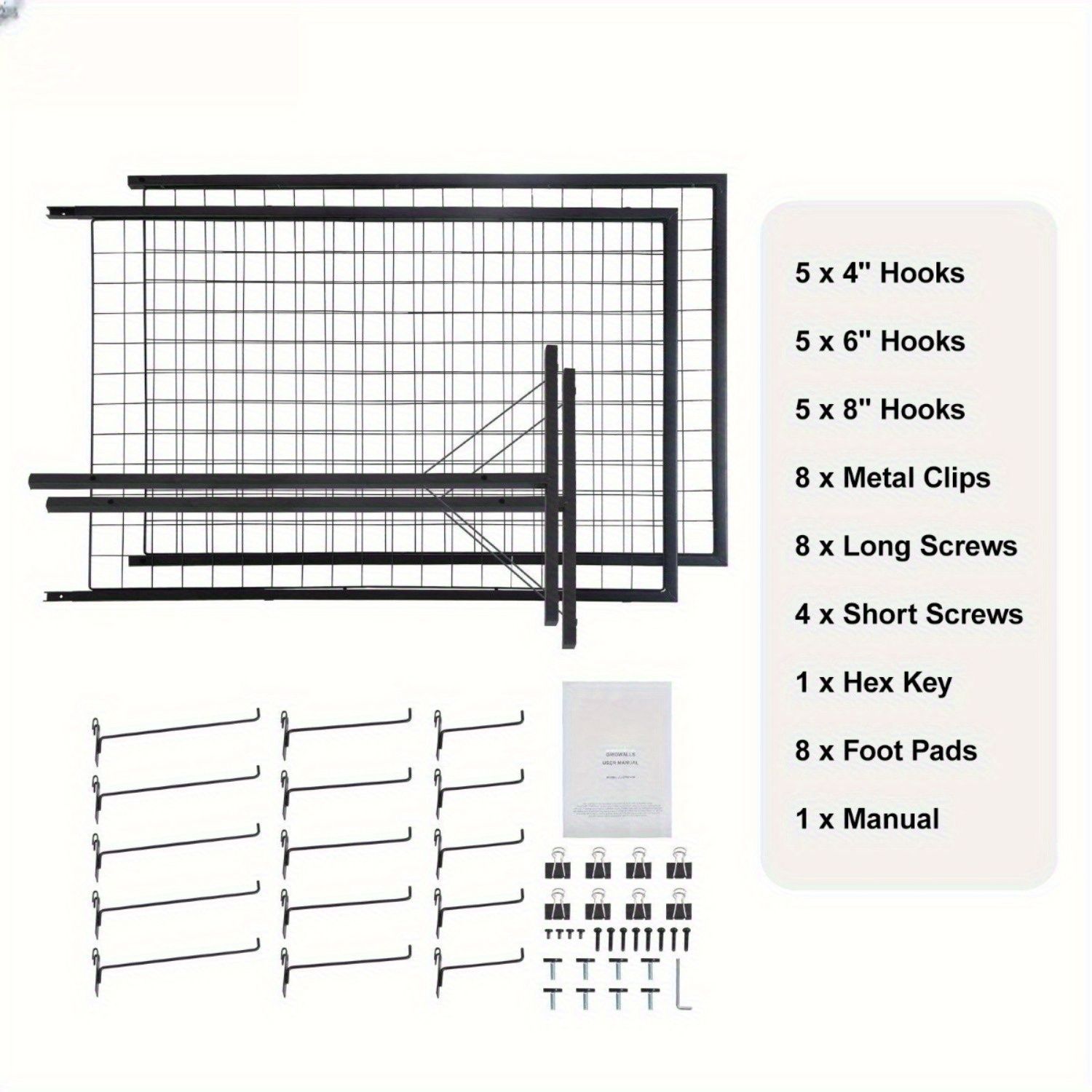 67 x 24 in Grid Wall Panels, 2 Packs Wire Gridwall Display Racks Tower with T-Base, Floorstanding Double Side Gridwall Panels, Retail Display with Extra Clips and Hooks for Art Craft Shows