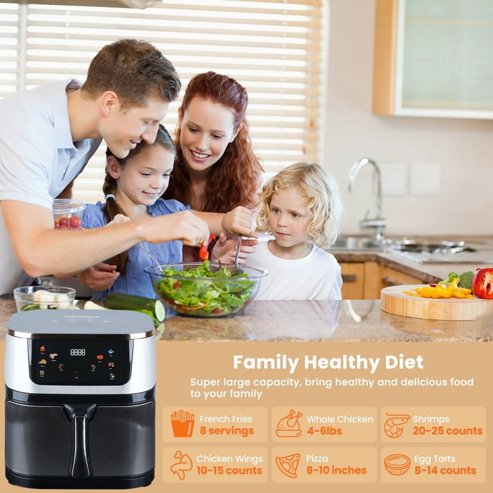 Air Fryer, 10QT Air Fryer Oven Oilless Cooker with Digital LED Touch Screen, 8 Preset Cookings, Dishwasher-Safe Basket