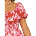 thumbnail image 5 of DARING DIVA Square Neck High Waist Smocked Back Flowy Tiered Maxi Dress XS Pink, 5 of 6
