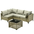 thumbnail image 2 of Ovios 5 Pieces Outdoor Patio Furniture Wicker Conversation Sectional with High-Back & Solar Lamps Coffee Table for Backyard, 2 of 8