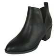 thumbnail image 2 of Top Moda Women Ankle Boots Slip-on Booties V Cut Sides Almond Toe Medium Stack Heel ZANDRA-7 Black PU 10, 2 of 3