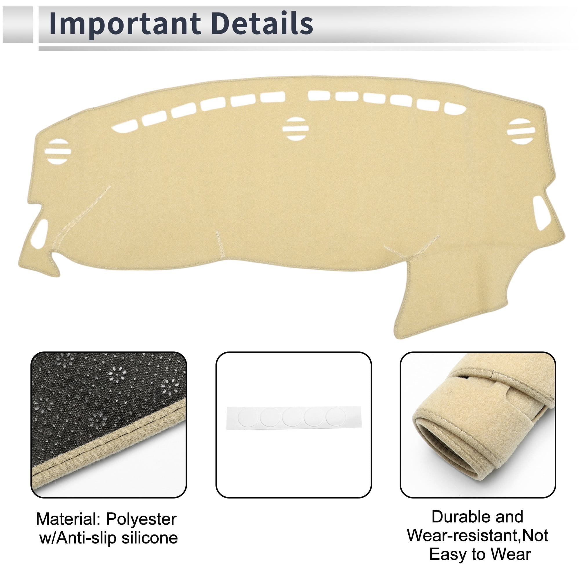 Unique Bargains Dash Cover for Dodge Dart 2013-2016 Non-Slip Dashboard Carpet Mat Polyester Silicone Beige