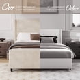 thumbnail image 3 of King Size Bed Frame, 50.7'' High Upholstered Bed Frame with High Headboard and High Footboard, No Box Spring Needed, Cream, 3 of 7