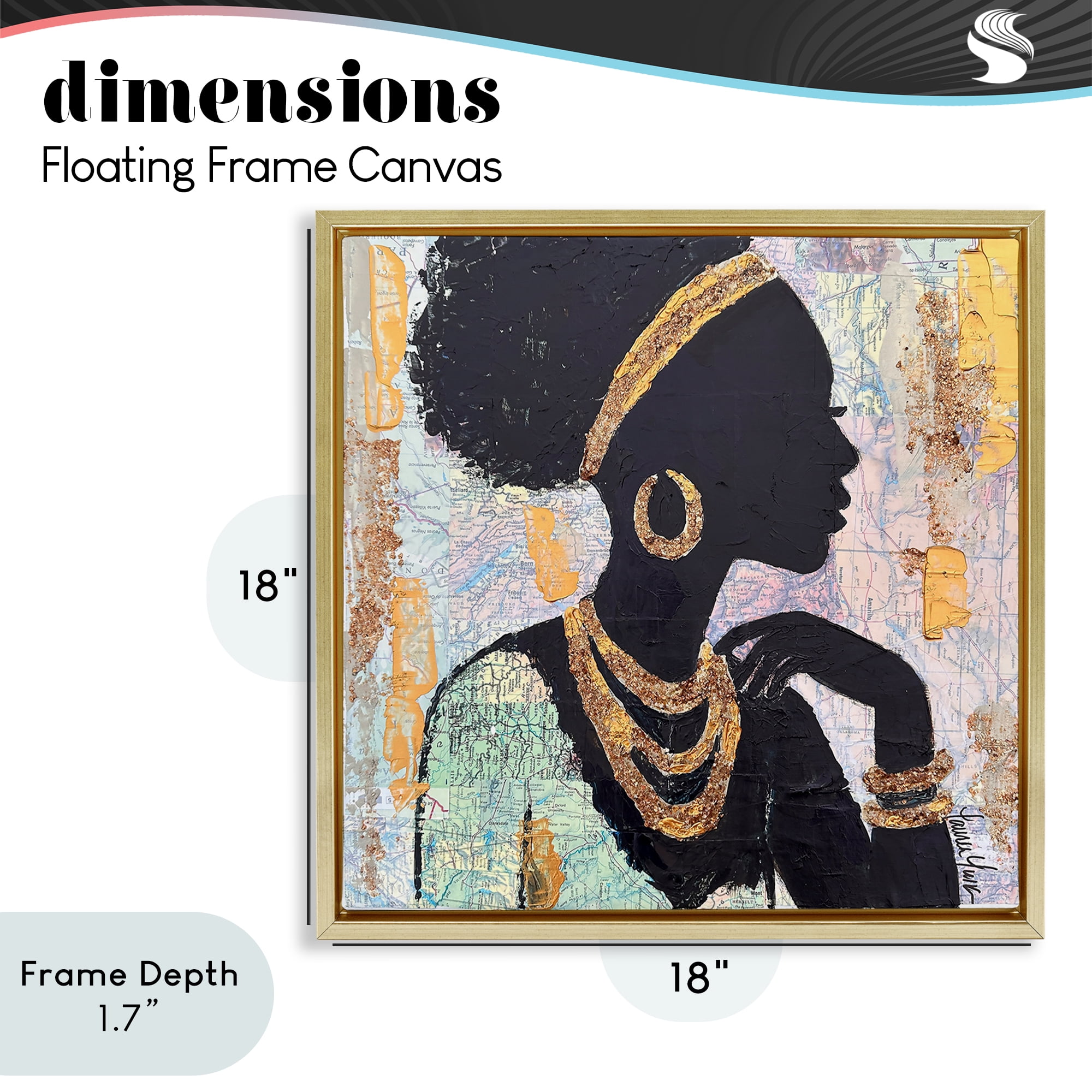 Stupell Industries Jewelry Clad Girl Silhouette Gold Framed Floater Canvas Wall Art, design by Lauren Luna