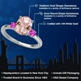 thumbnail image 2 of Gem Stone King 14K White Gold Peach Nano Morganite and Pink Sapphire Engagement Ring for Women | 2.59 Cttw | Oval 10X8MM | Gemstone October Birthstone | Size 9, 2 of 6