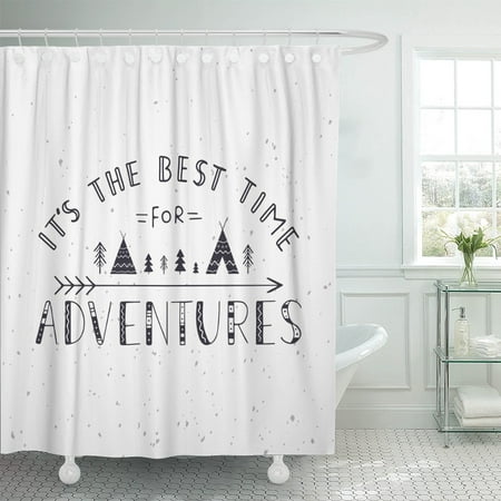 PKNMT It's The Best Time for Adventures Handwritten Lettering Shower Curtain 60x72 (Best Tile To Use In Shower)