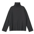 thumbnail image 4 of Women's Oversized Turtleneck Knit Pullover Sweater â Soft High Neck Long Sleeve with Split Hem, Loose Fit Casual Fall Winter Jumper Top, 4 of 4